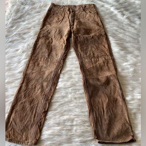 Skotts Leather Washable Suede Pants in Brown